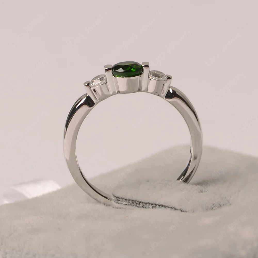 Diopside Bezel Set Three Stone Ring - Image 2