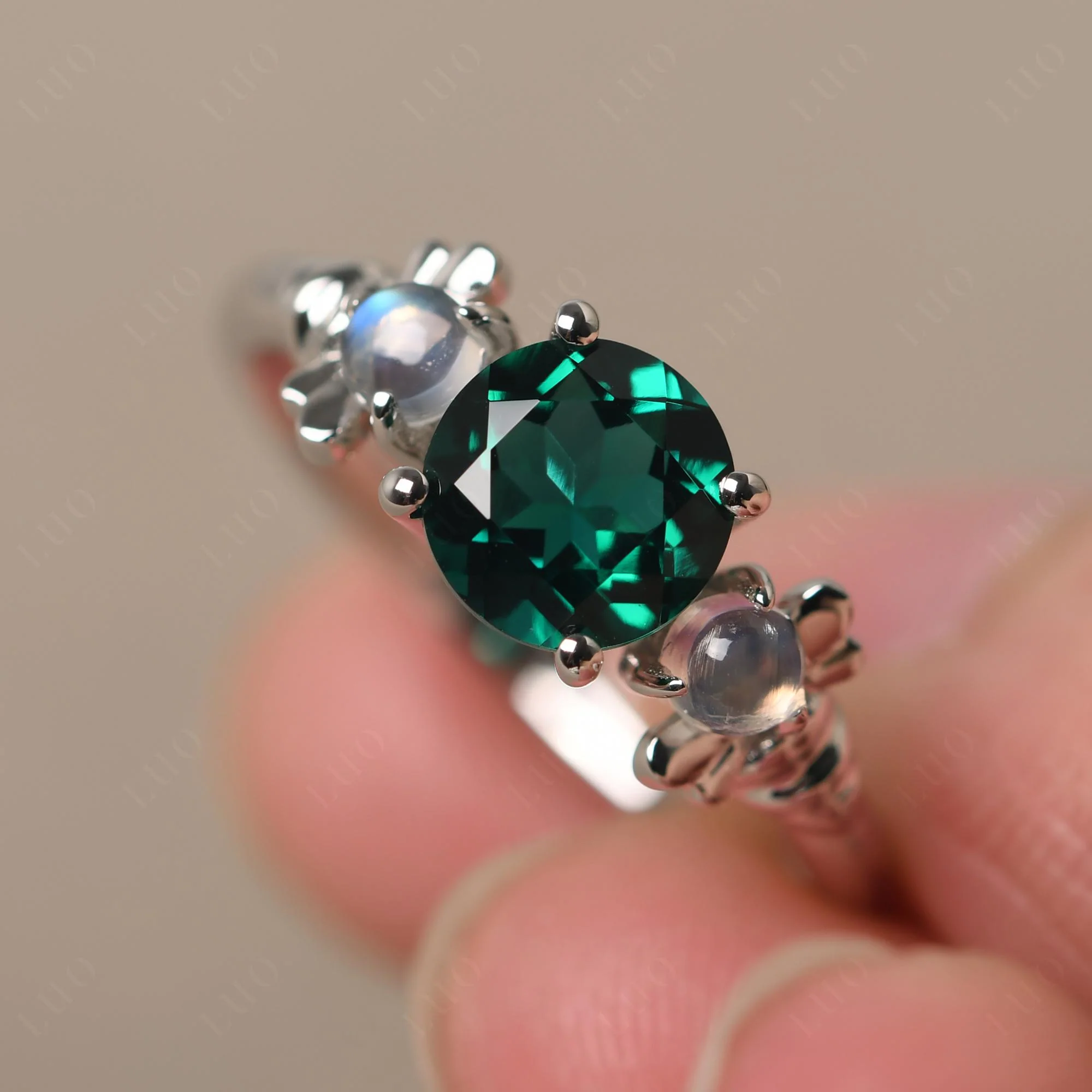 Emerald and Moonstone Bee Ring - Image 10