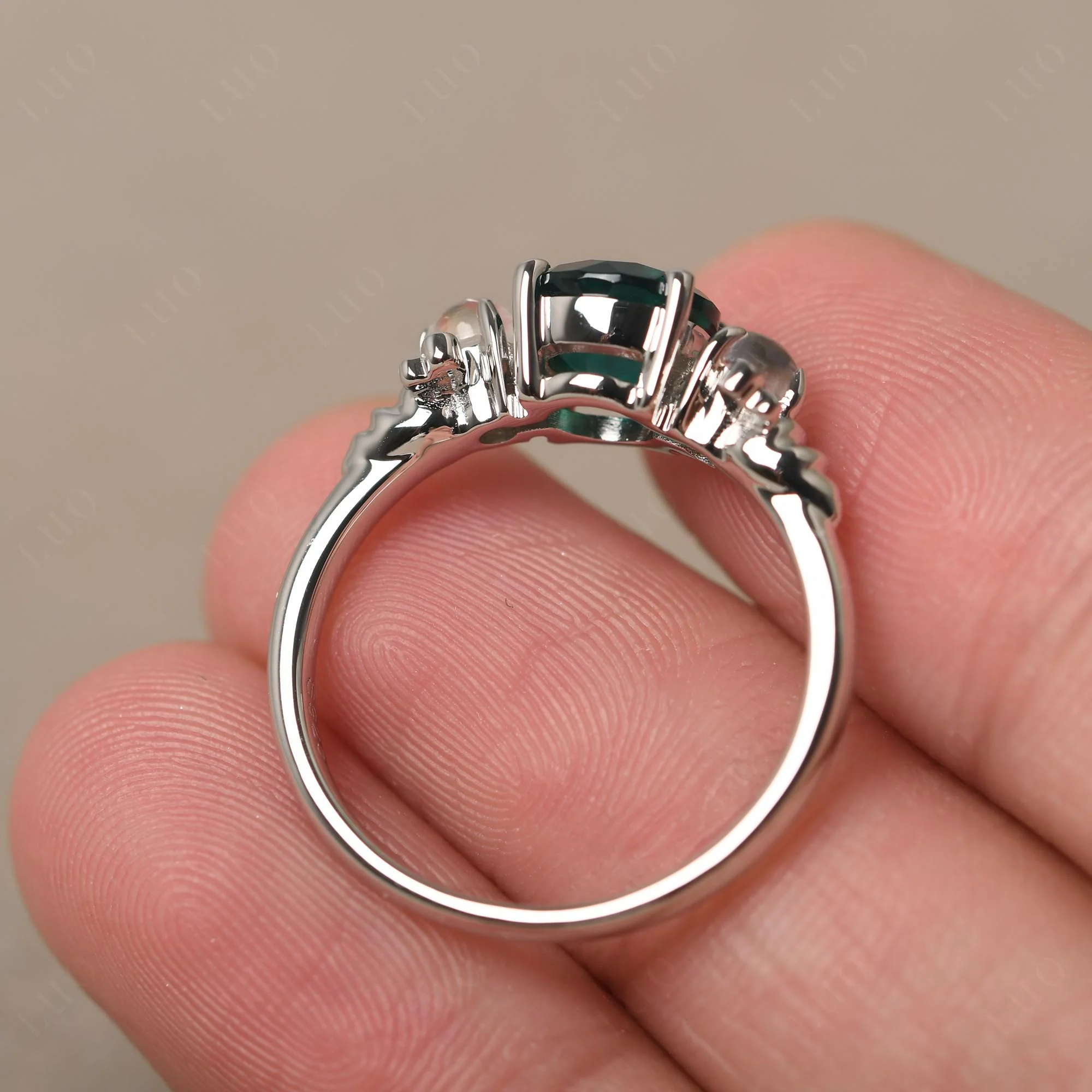 Emerald and Moonstone Bee Ring - Image 12