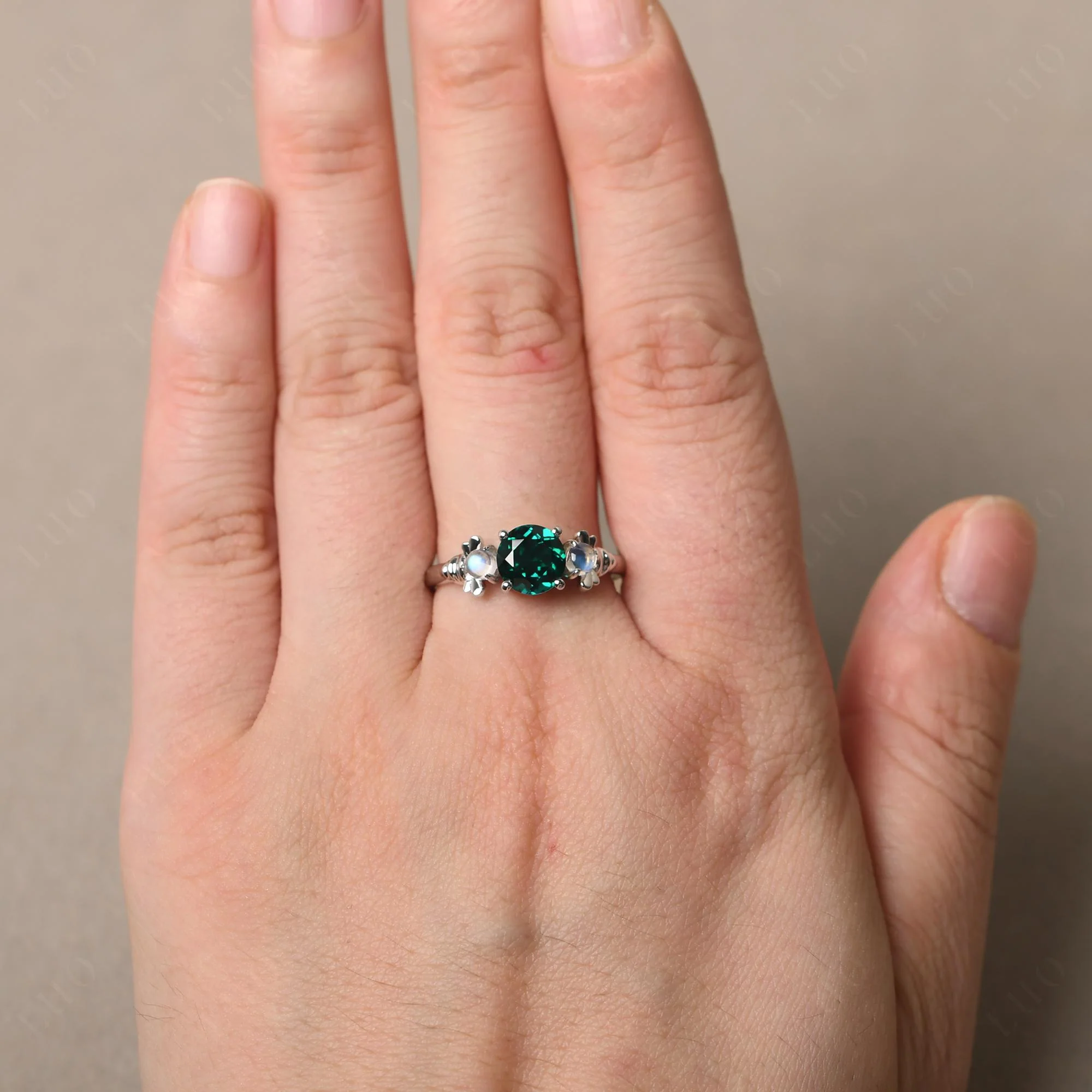 Emerald and Moonstone Bee Ring - Image 14