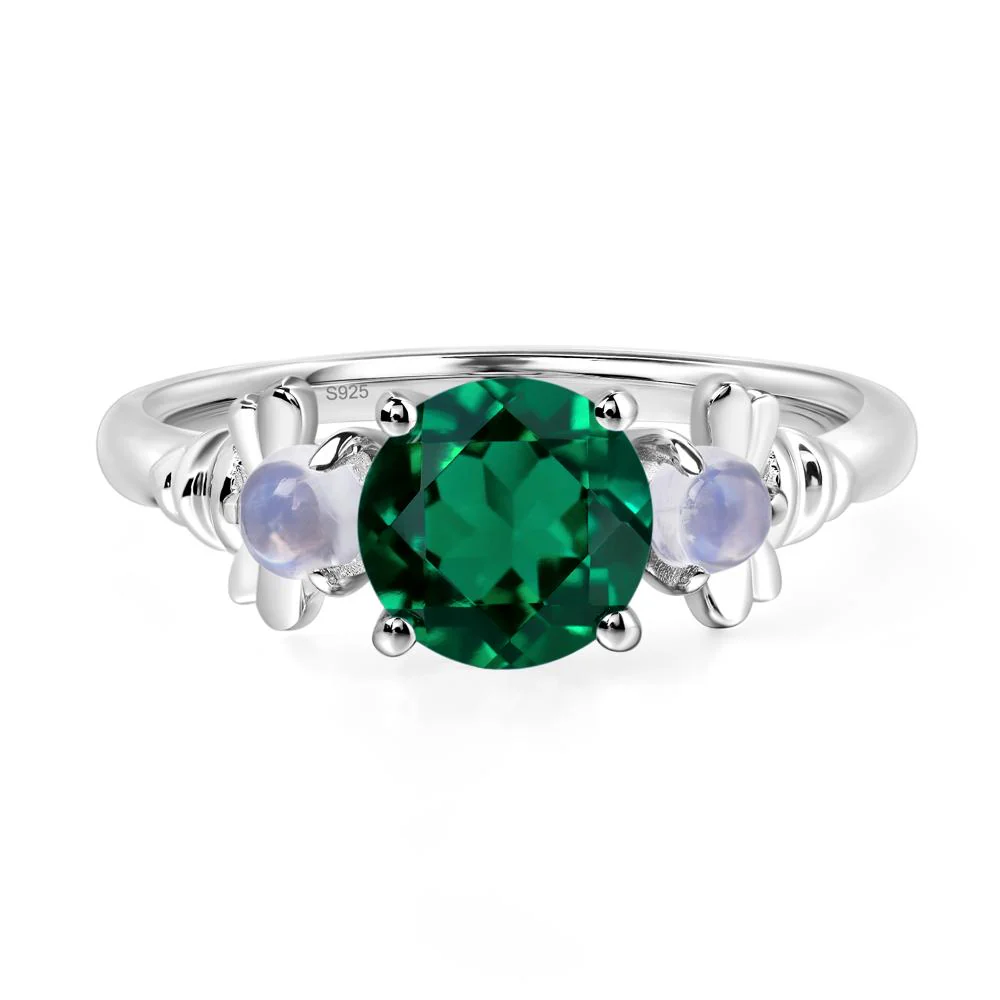 Emerald and Moonstone Bee Ring - Image 2