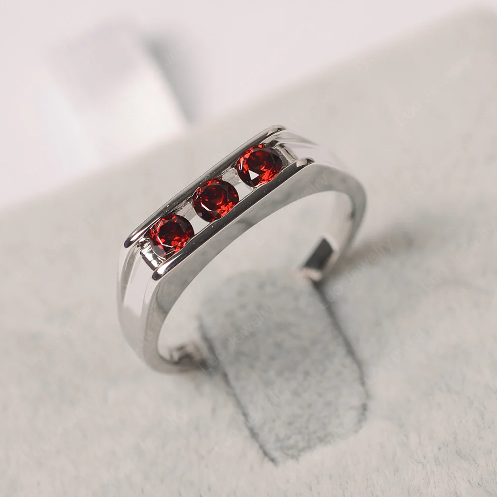 Garnet Wedding Band Ring