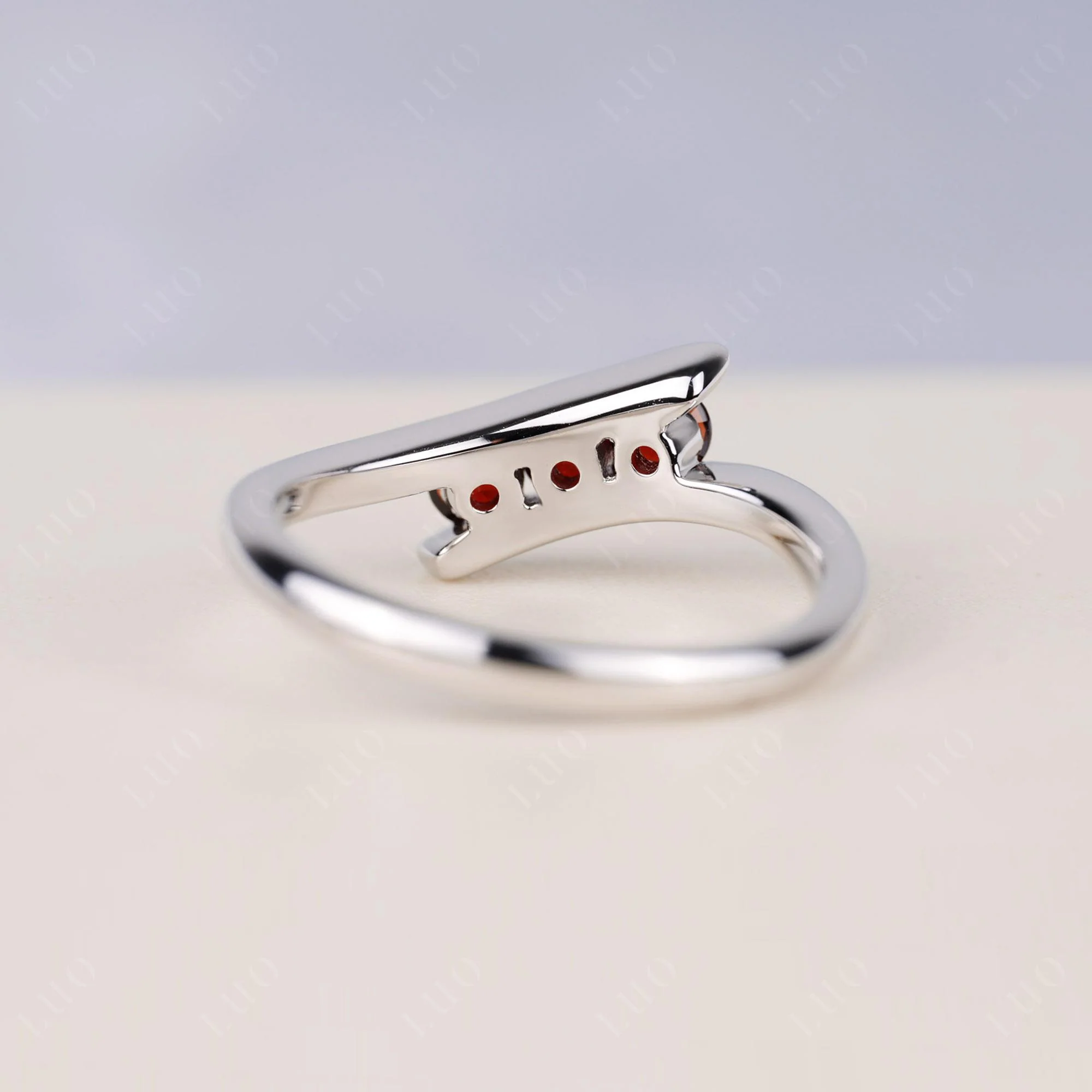 3 Stone Garnet Bypass Ring - Image 3