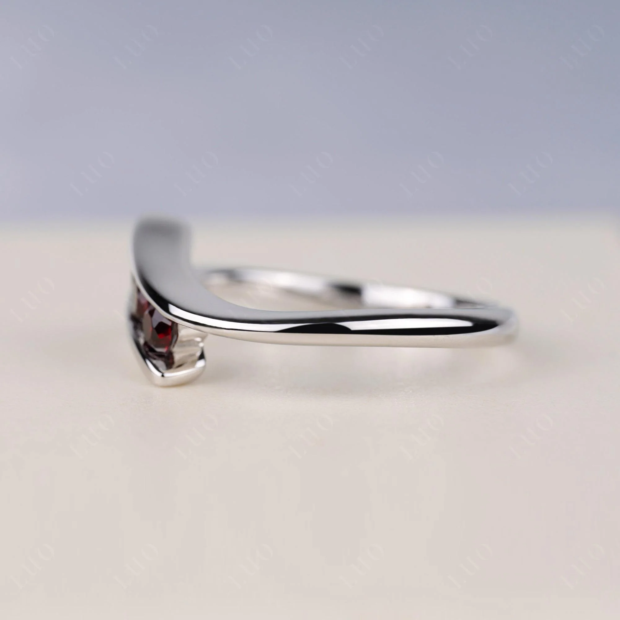 3 Stone Garnet Bypass Ring - Image 4
