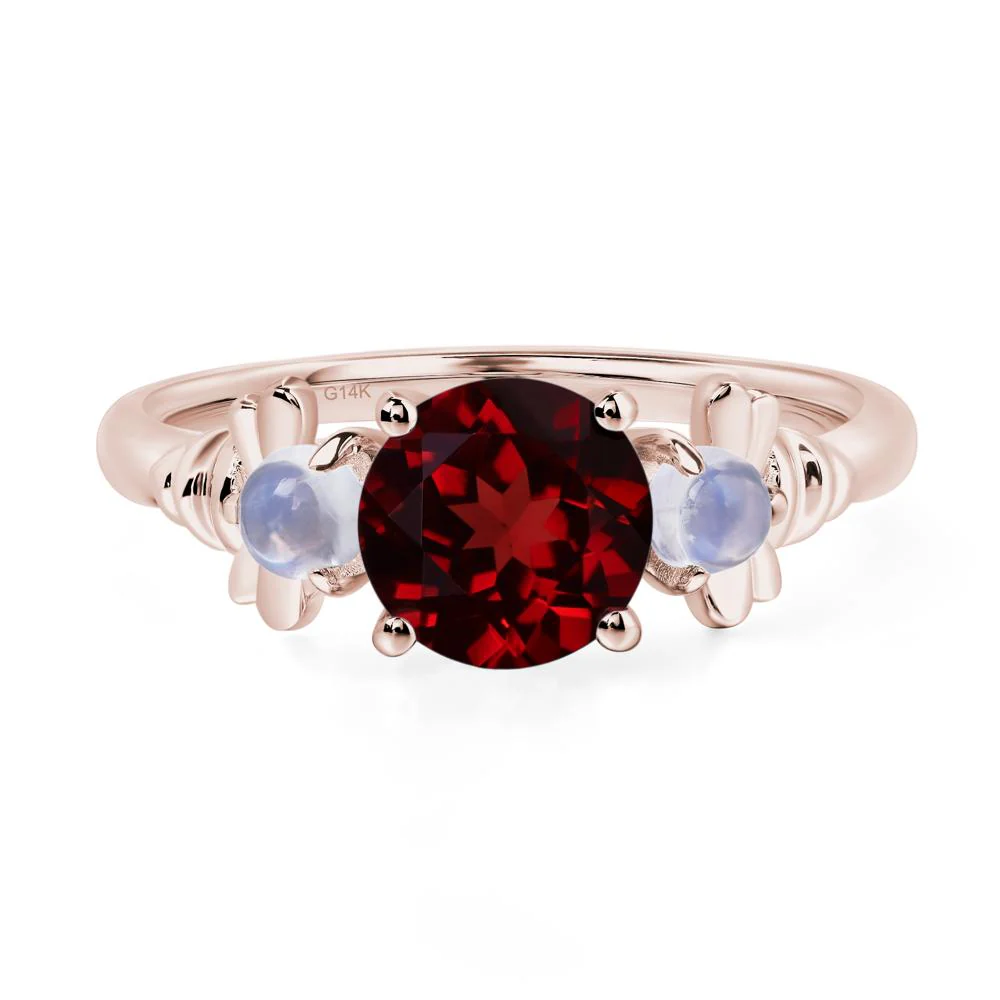 Garnet and Moonstone Honey Bee Ring