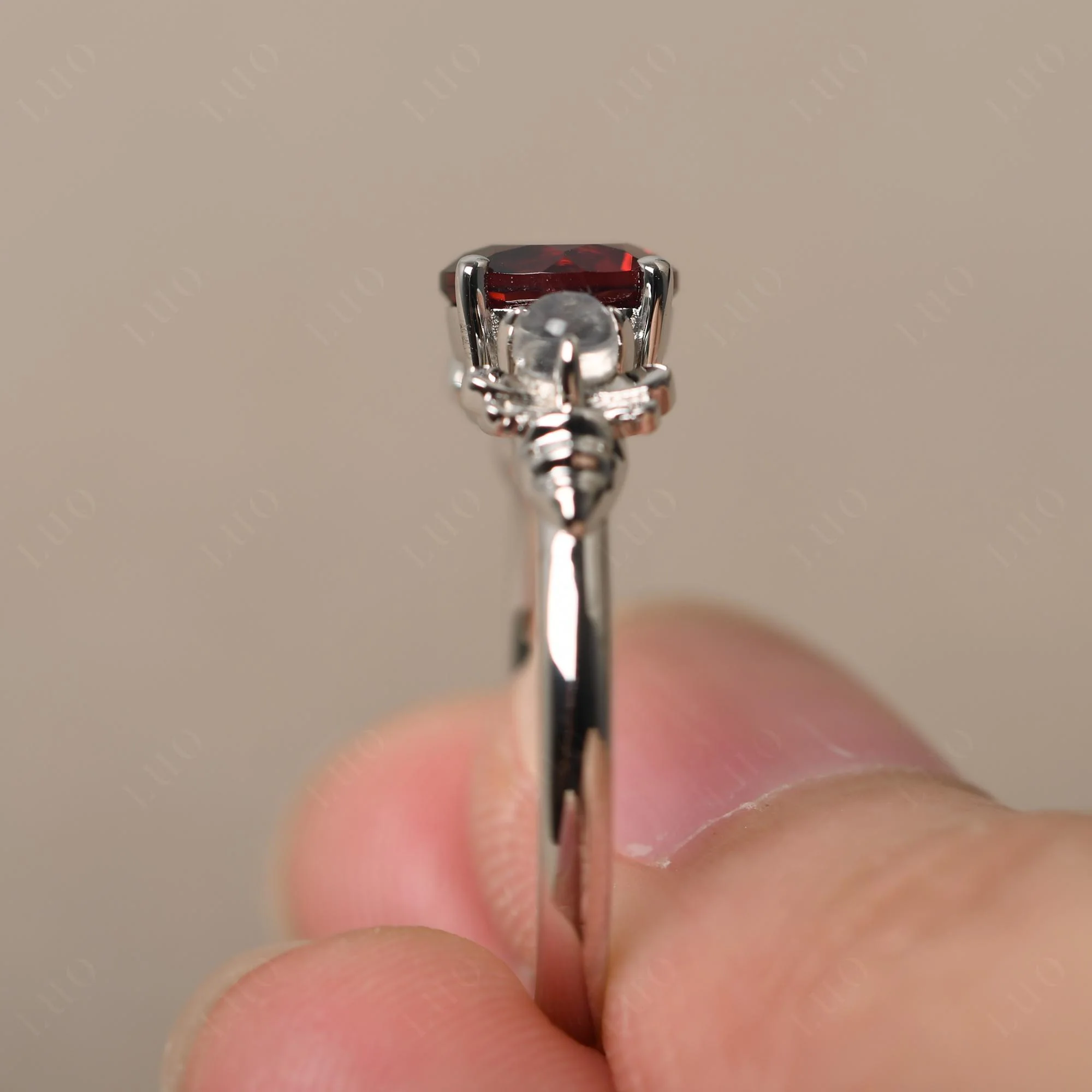 Garnet and Moonstone Honey Bee Ring - Image 13