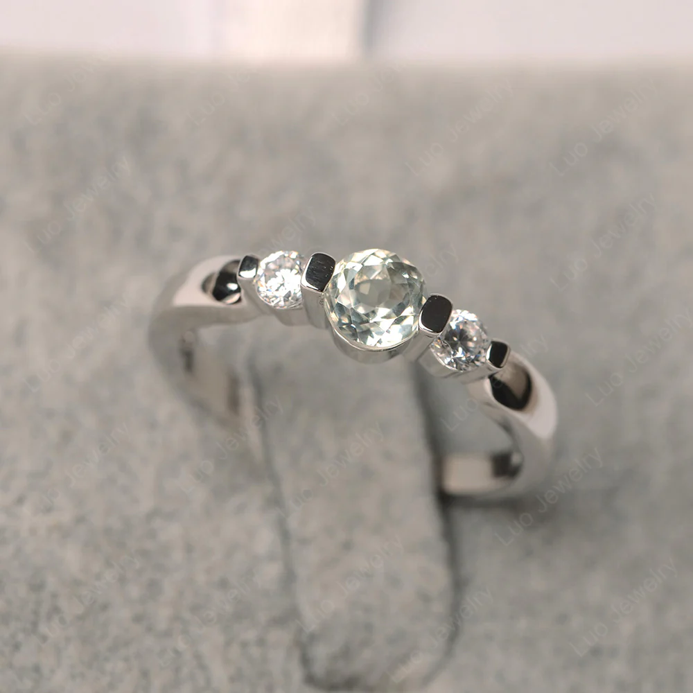 3 Stone Green Amethyst Mothers Ring - Image 2