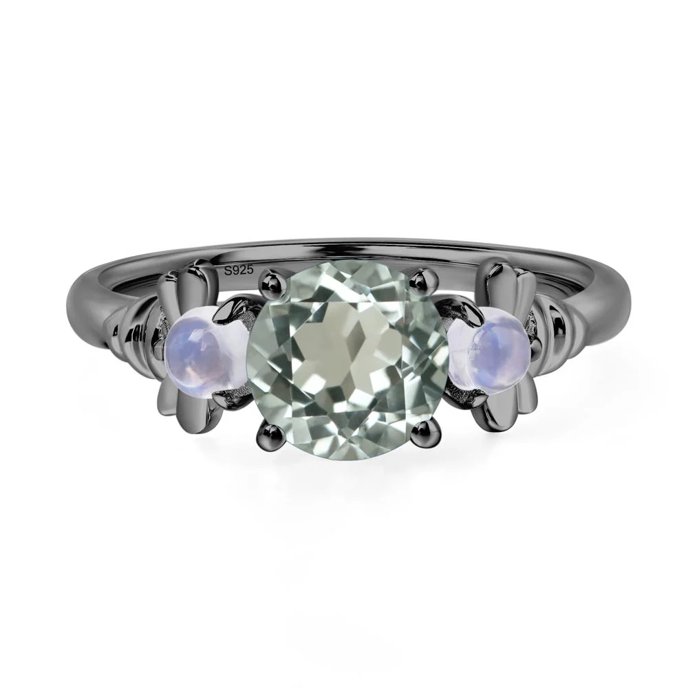 Green Amethyst and Moonstone Bee Ring - Image 3