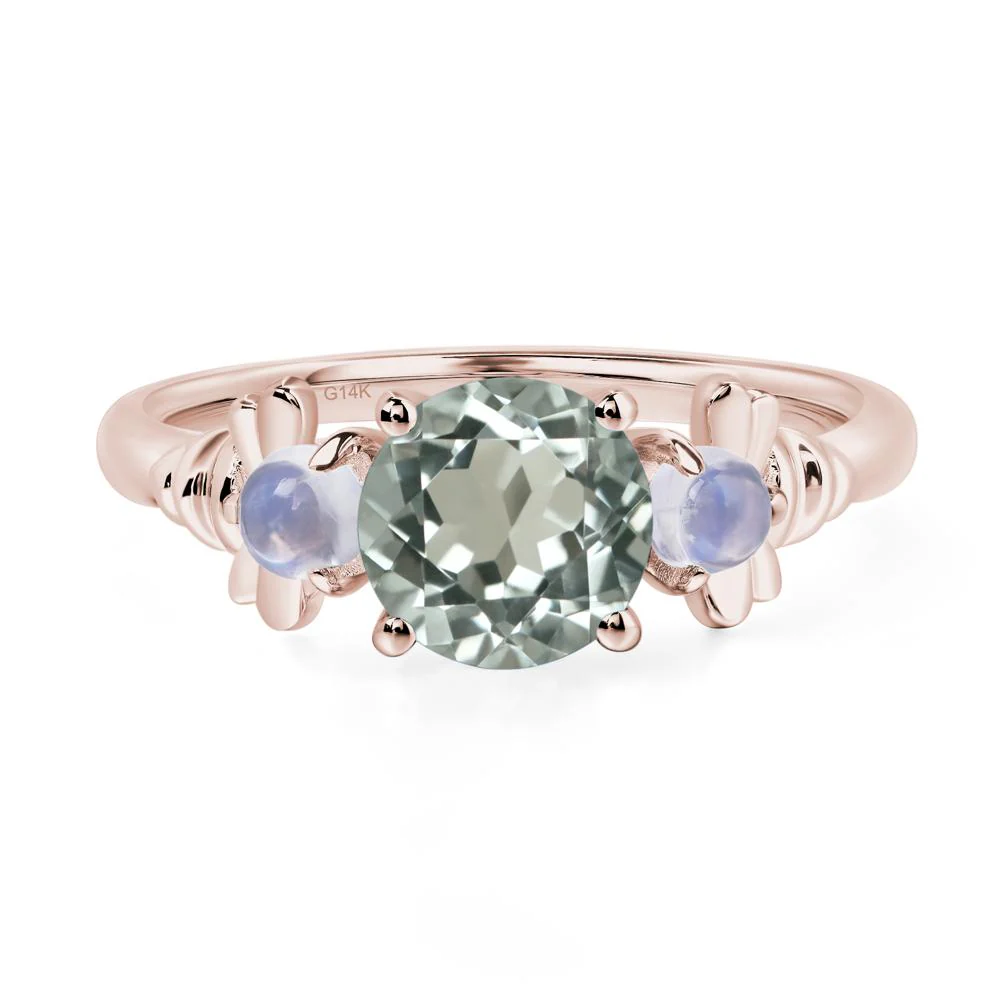 Green Amethyst and Moonstone Bee Ring - Image 5