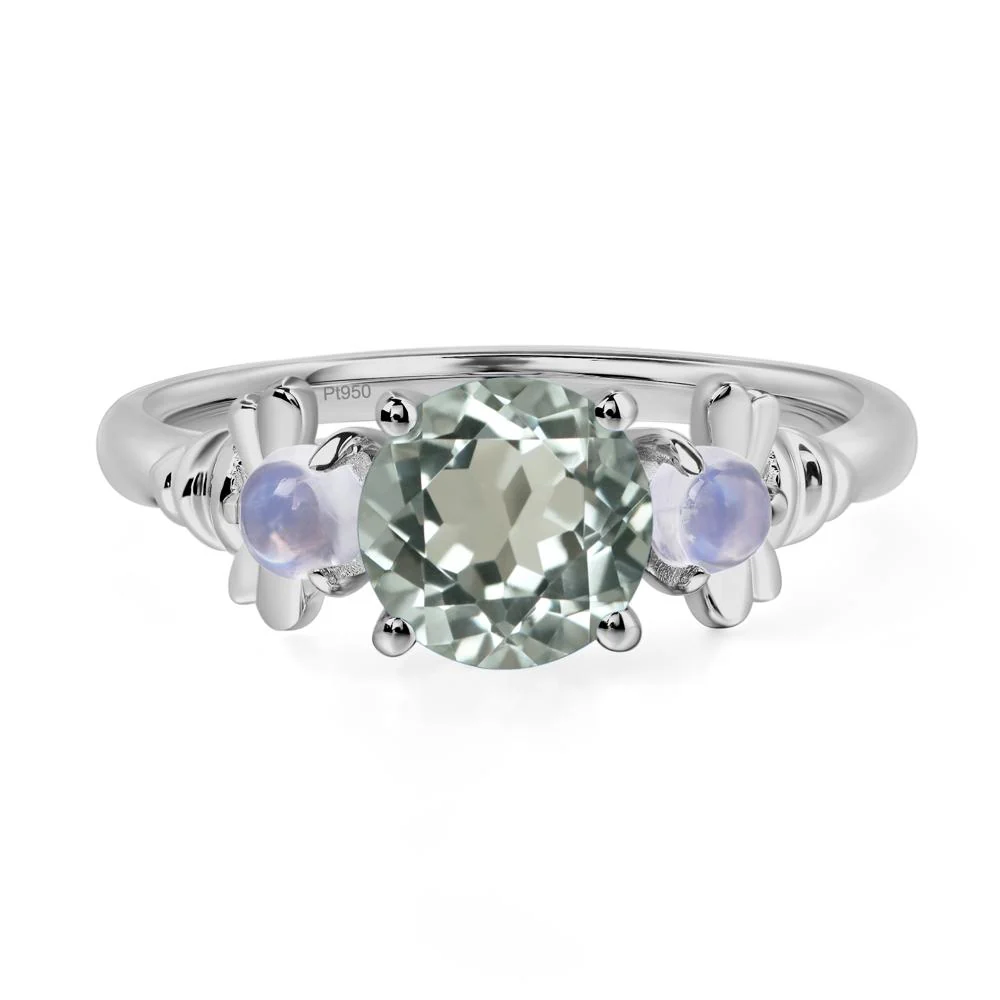 Green Amethyst and Moonstone Bee Ring - Image 6