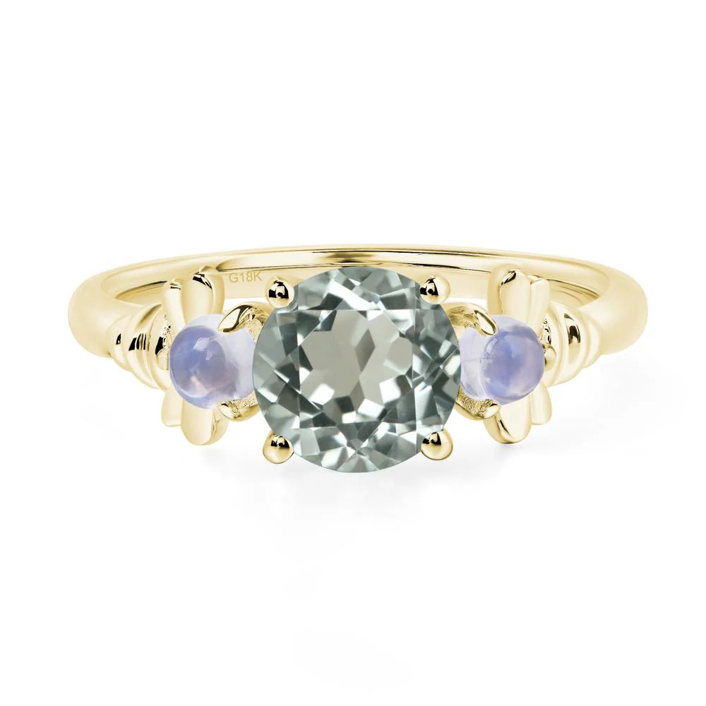 Green Amethyst and Moonstone Bee Ring - Image 8