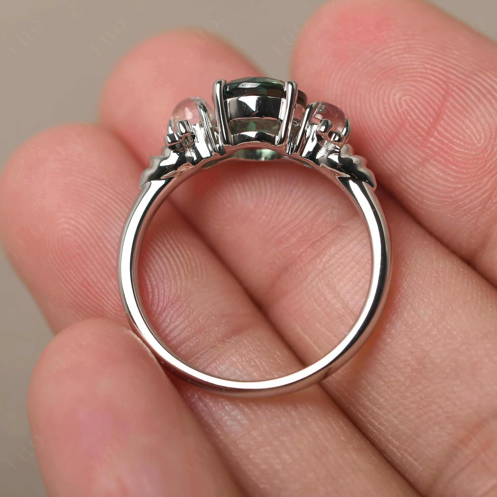 Green Sapphire and Moonstone Honey Bee Ring - Image 12
