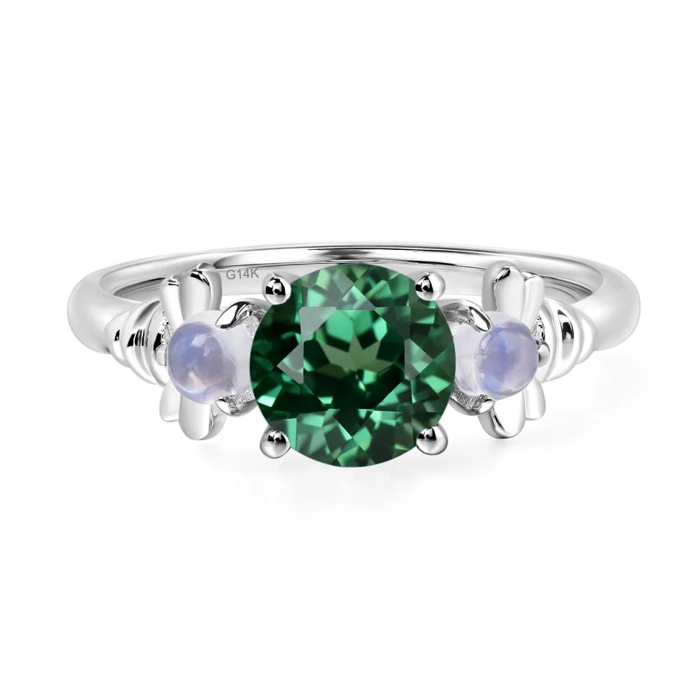 Green Sapphire and Moonstone Honey Bee Ring - Image 3