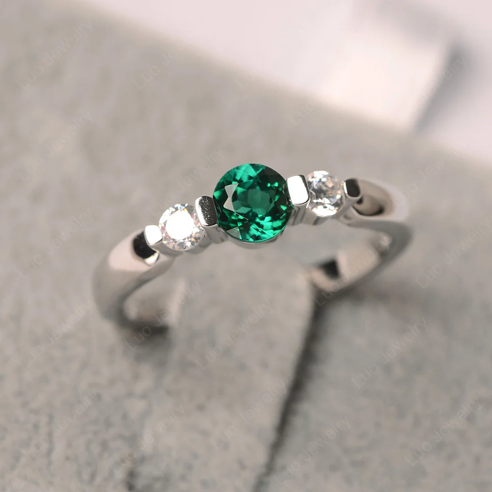 3 Stone Emerald Mothers Ring