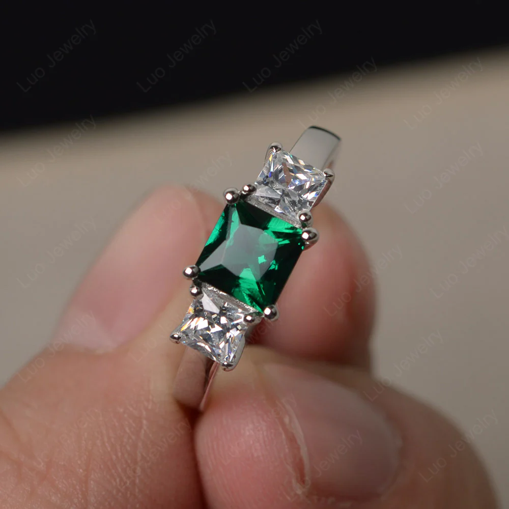 3 Stone Emerald Ring
