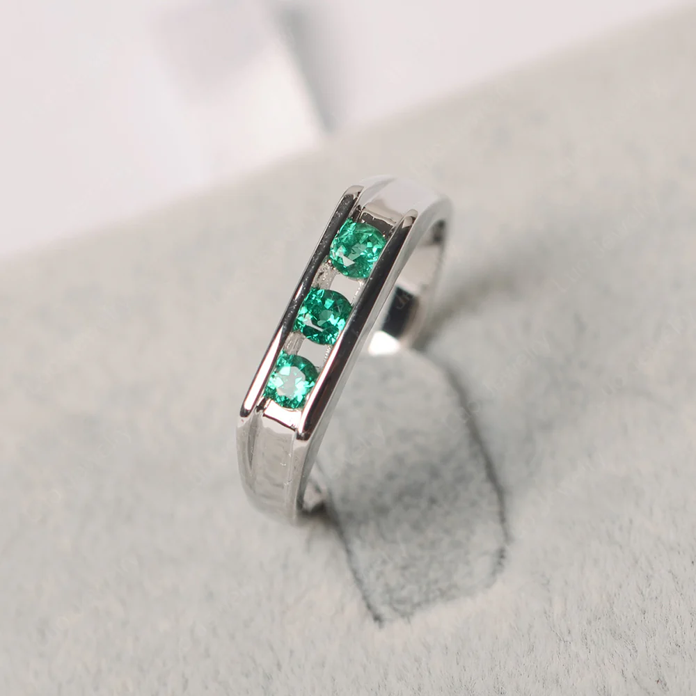 Emerald Channel Wedding Ring