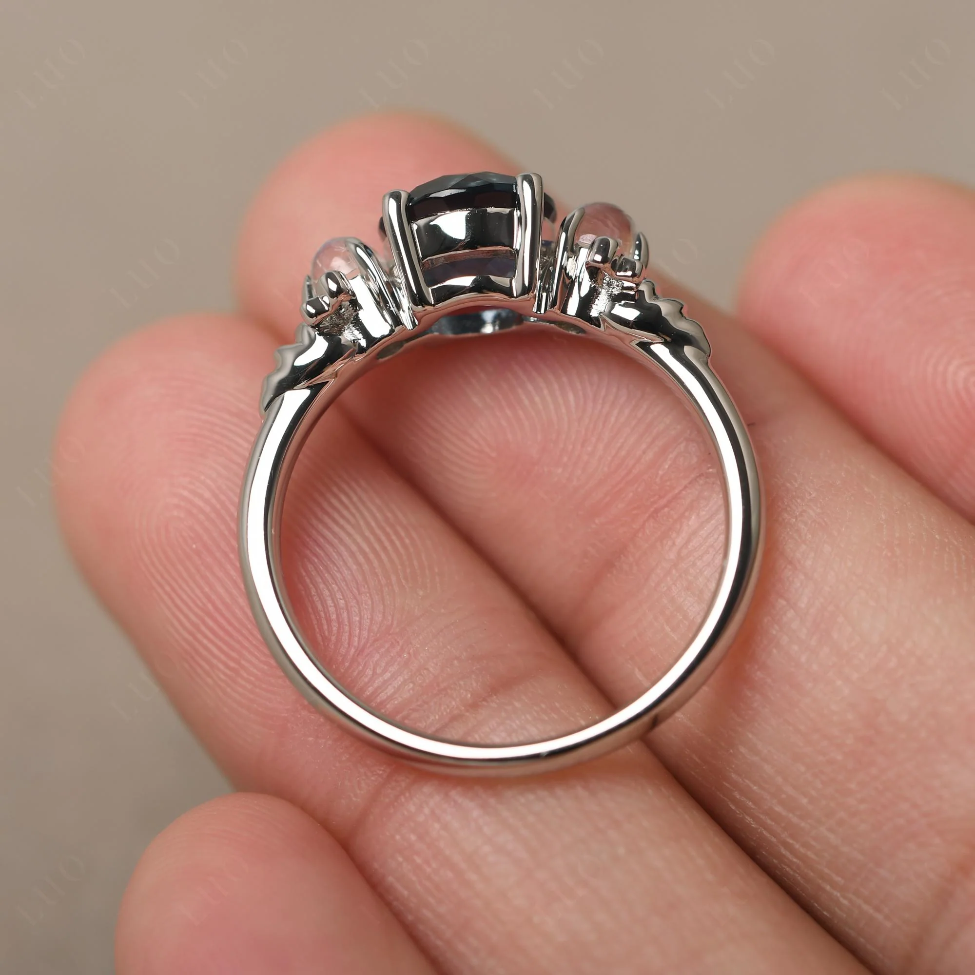 London Blue Topaz and Moonstone Bee Ring - Image 12