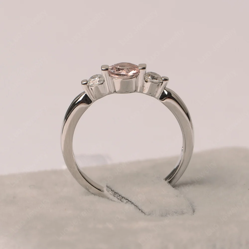 Morganite Bezel Set Three Stone Ring - Image 3
