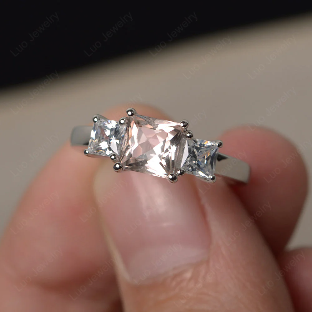 3 Stone Morganite Ring