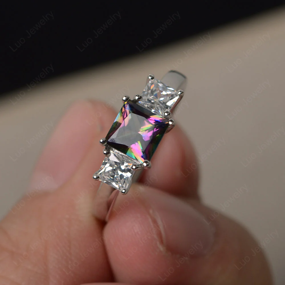 3 Stone Mystic Topaz Ring
