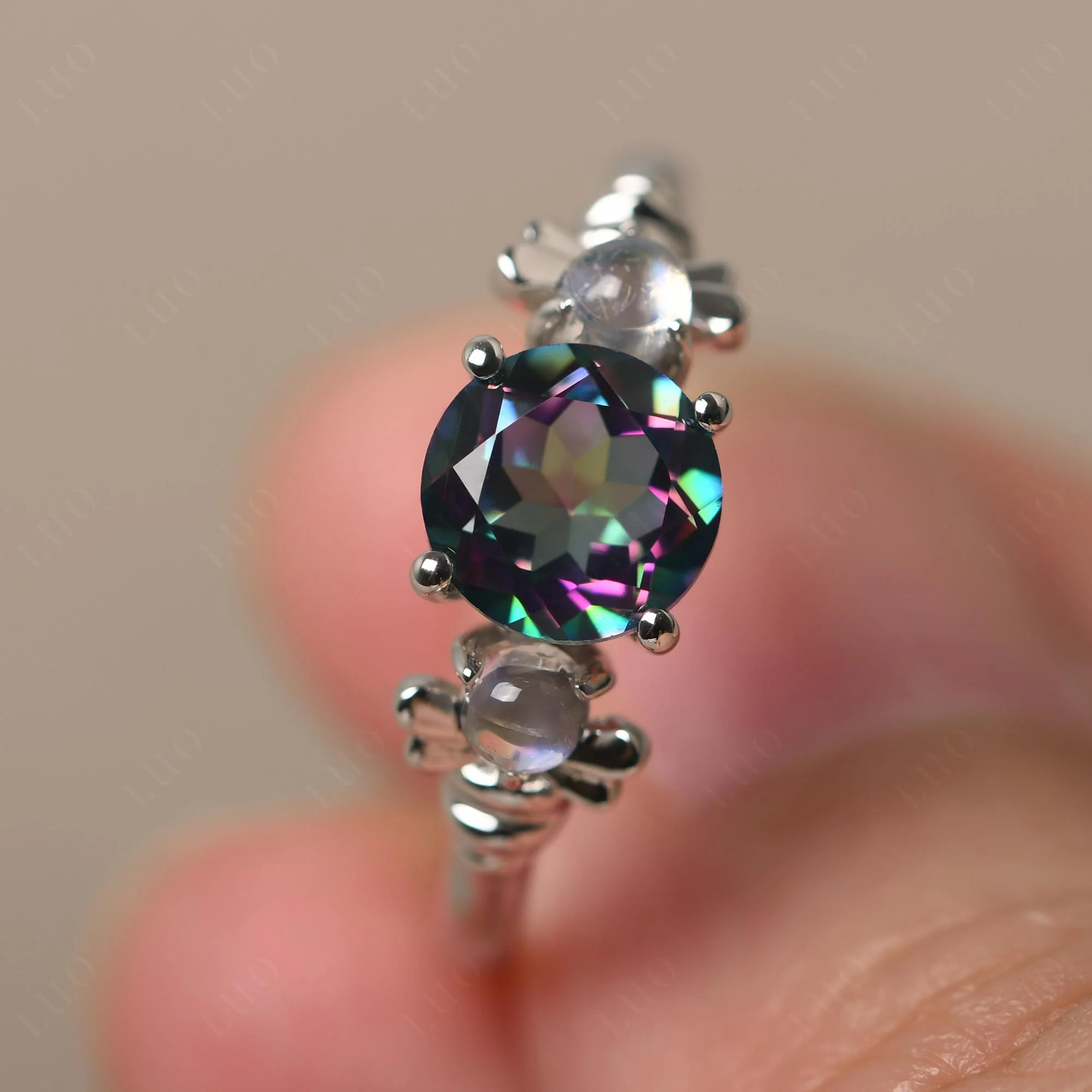 Mystic Topaz and Moonstone Honey Bee Ring - Image 10
