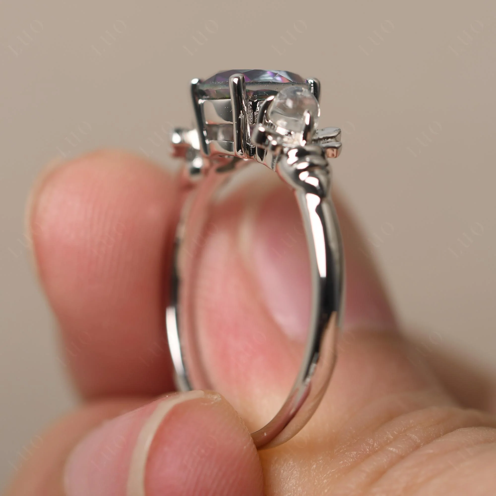Mystic Topaz and Moonstone Honey Bee Ring - Image 13
