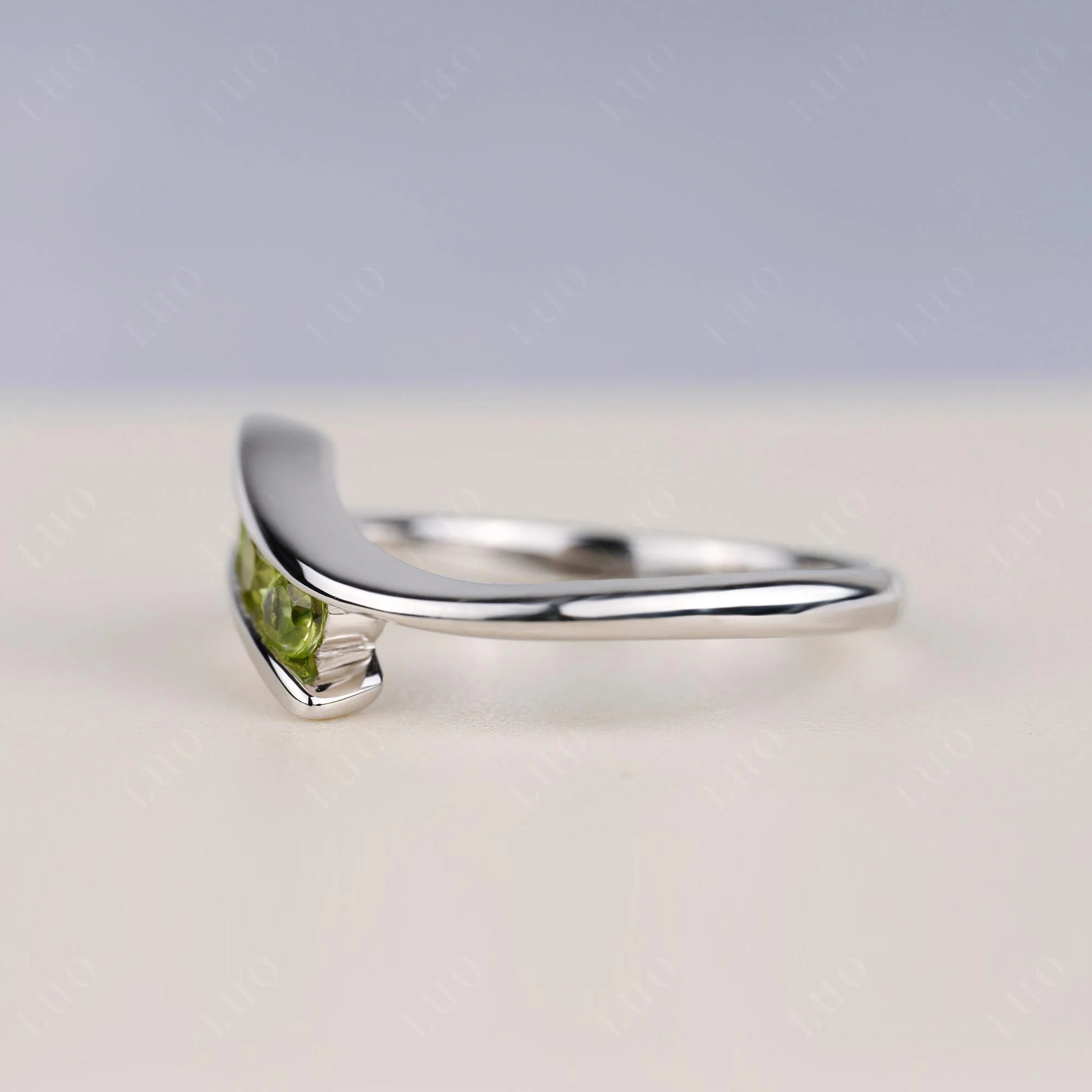 3 Stone Peridot Bypass Ring - Image 4