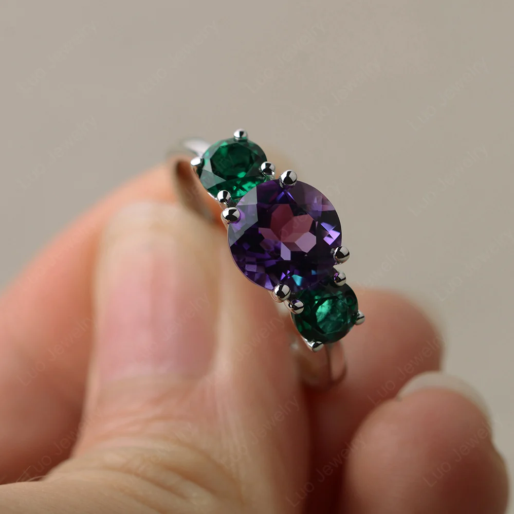 Amethyst and Emerald Ring - Image 2