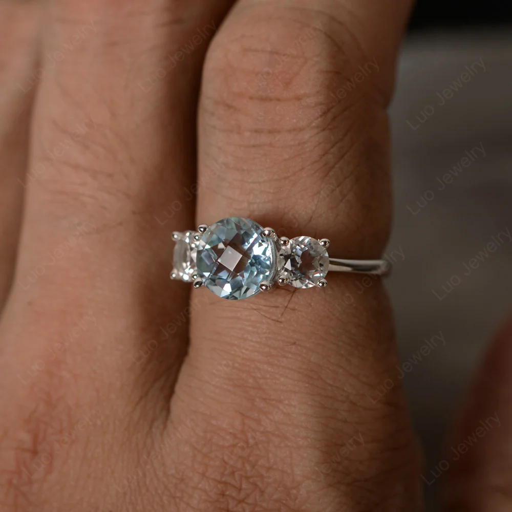 Aquamarine Three Stone Ring - Image 3