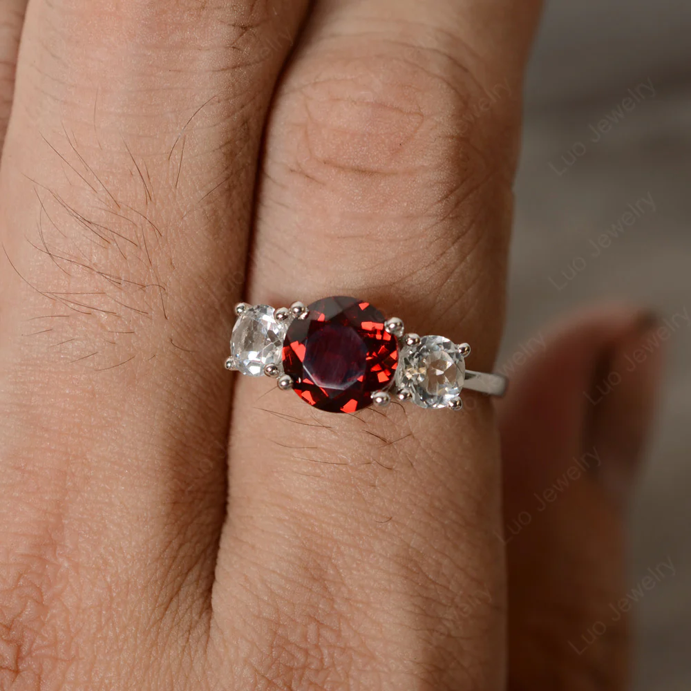 Garnet and White Topaz Ring - Image 3