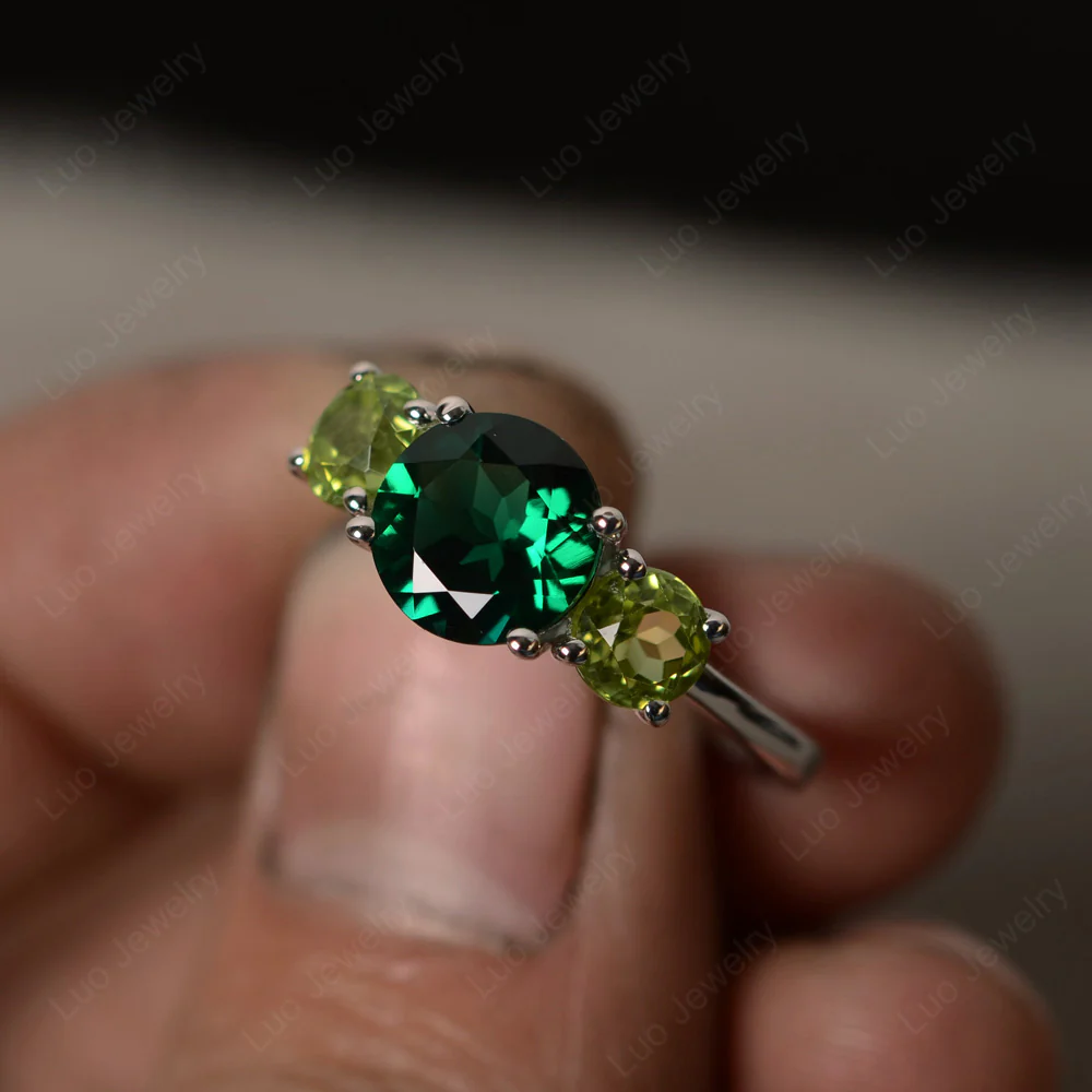 Emerald and Peridot Ring - Image 2