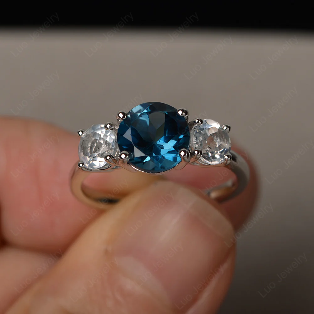 London Blue Topaz Three Stone Ring - Image 2