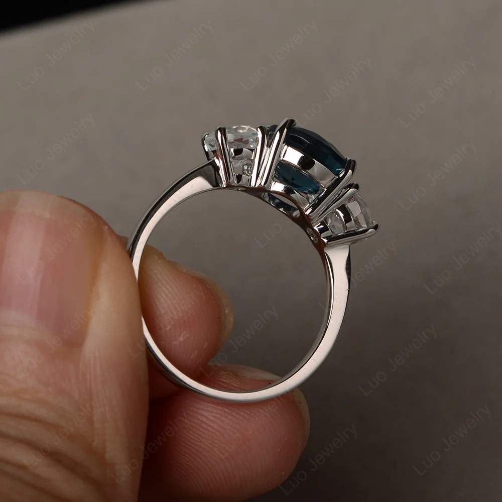 London Blue Topaz Three Stone Ring - Image 3