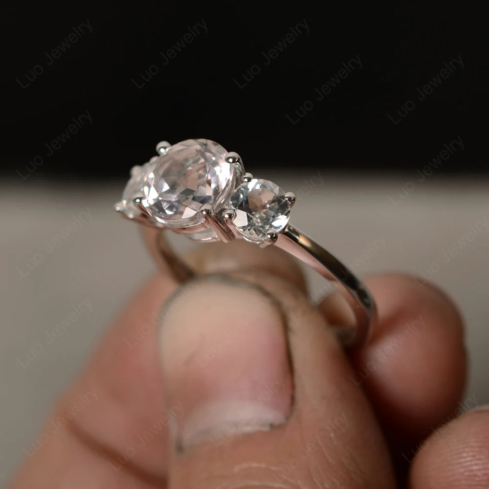 Morganite Three Stone Ring - Image 3