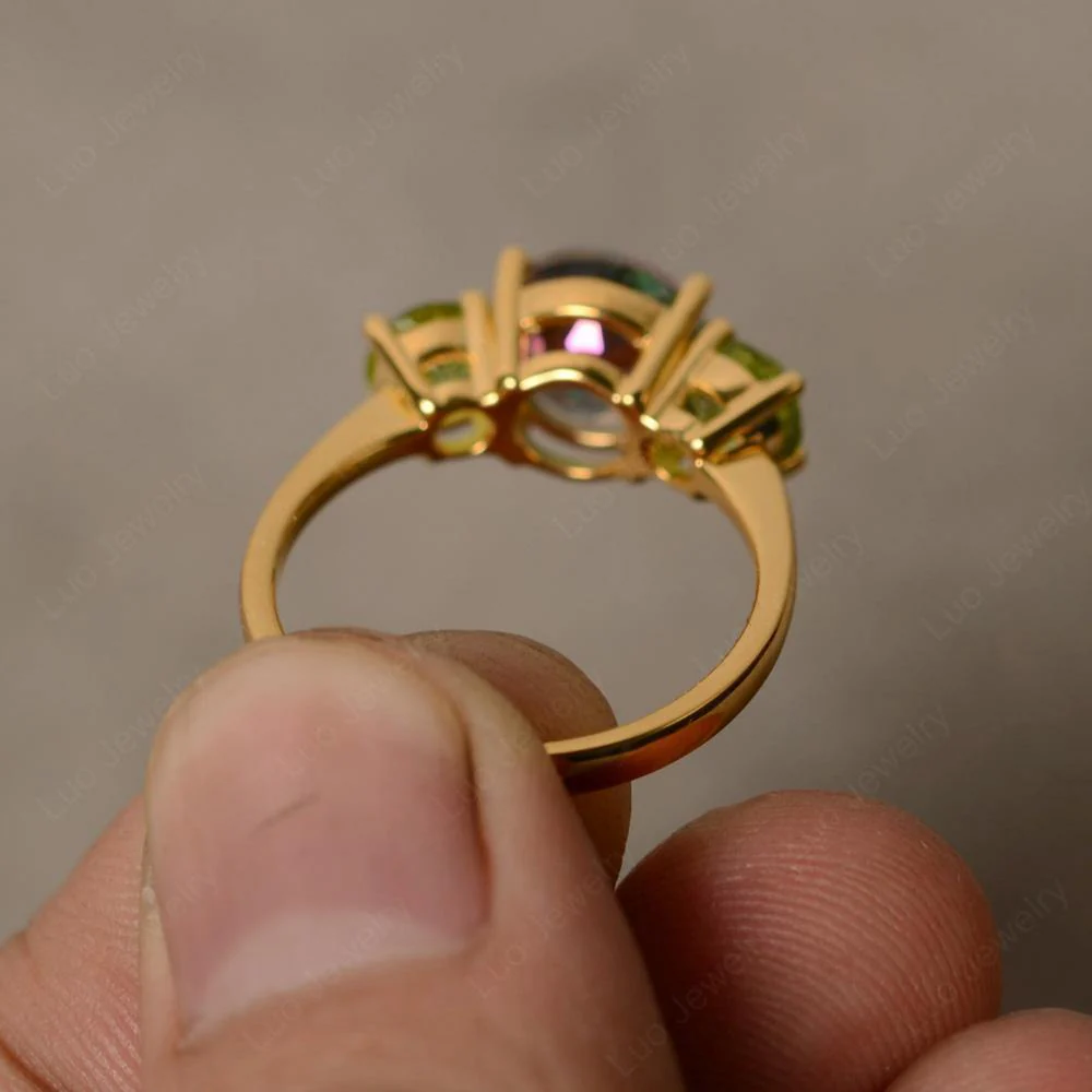 Mystic Topaz Three Stone Ring - Image 4