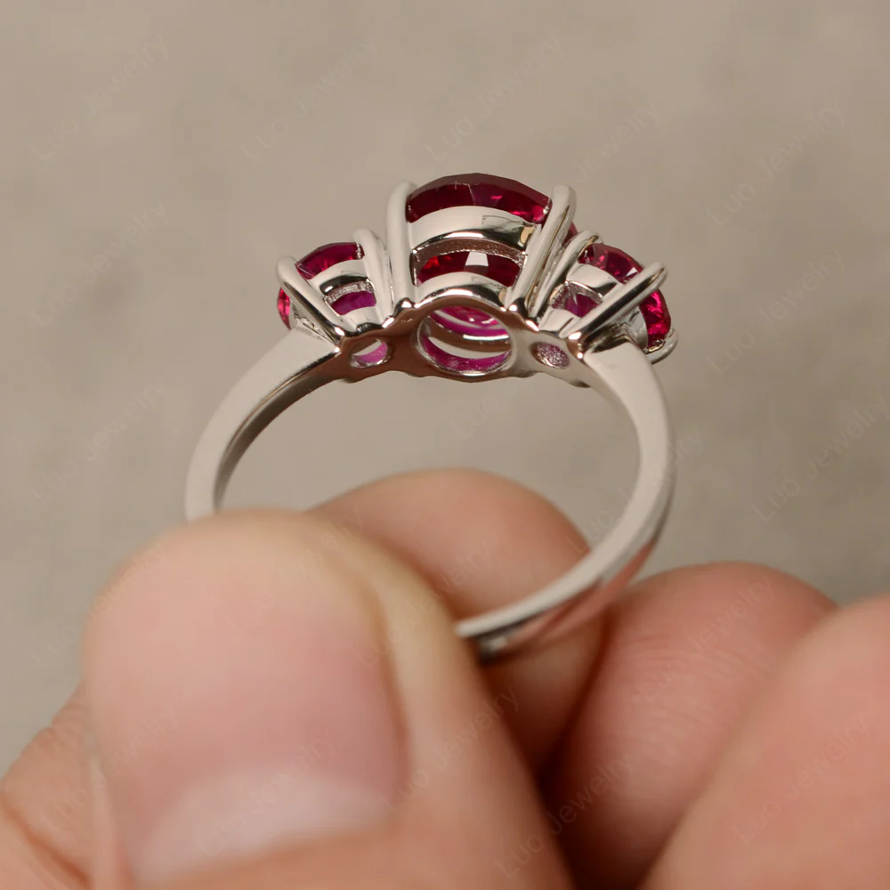 Ruby Three Stone Ring - Image 2
