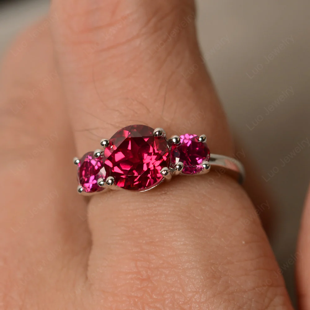 Ruby Three Stone Ring - Image 3