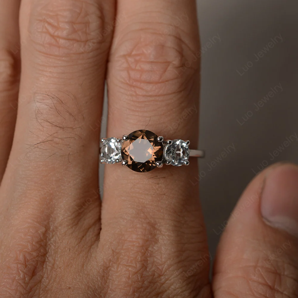 Smoky Quartz Three Stone Ring - Image 4
