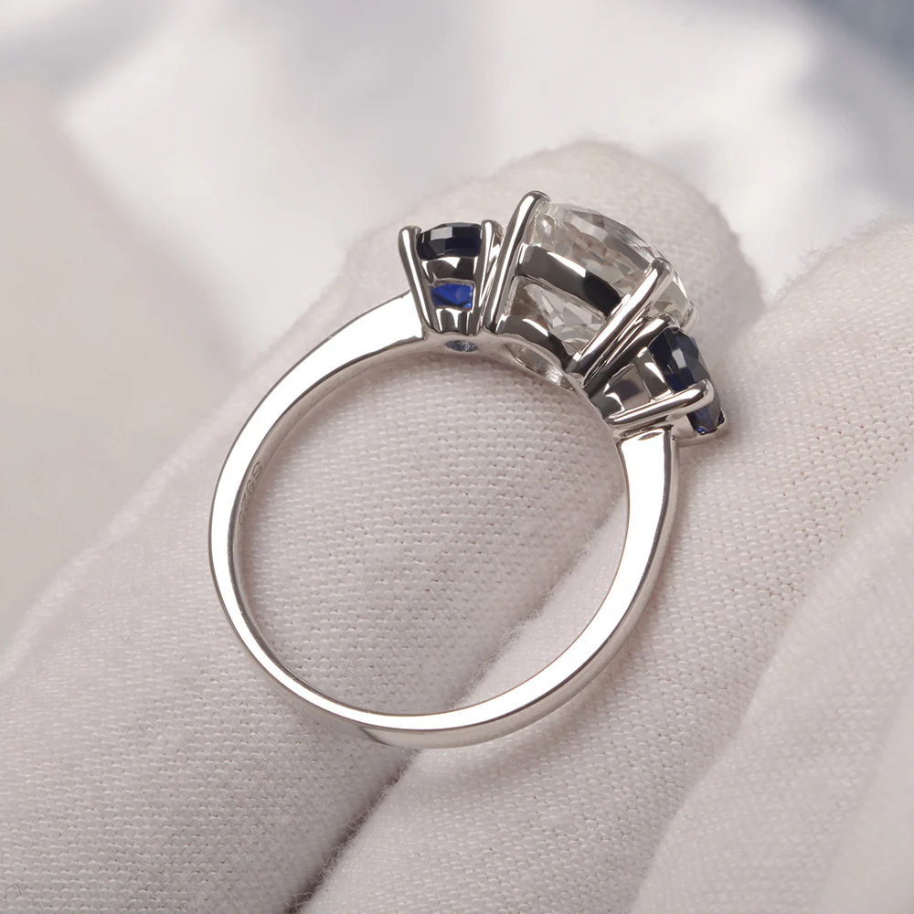 Blue Sapphire and White Topaz Ring - Image 3