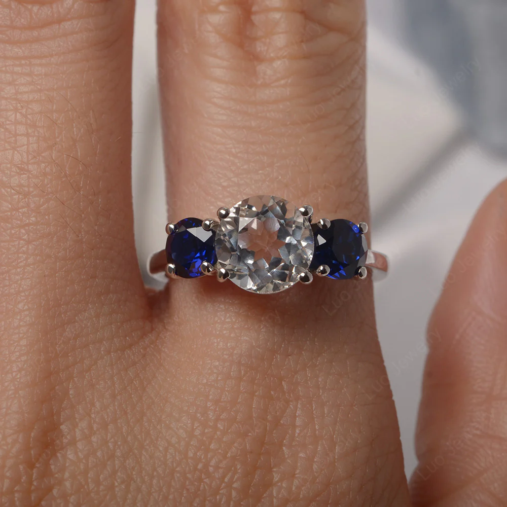 Blue Sapphire and White Topaz Ring - Image 5
