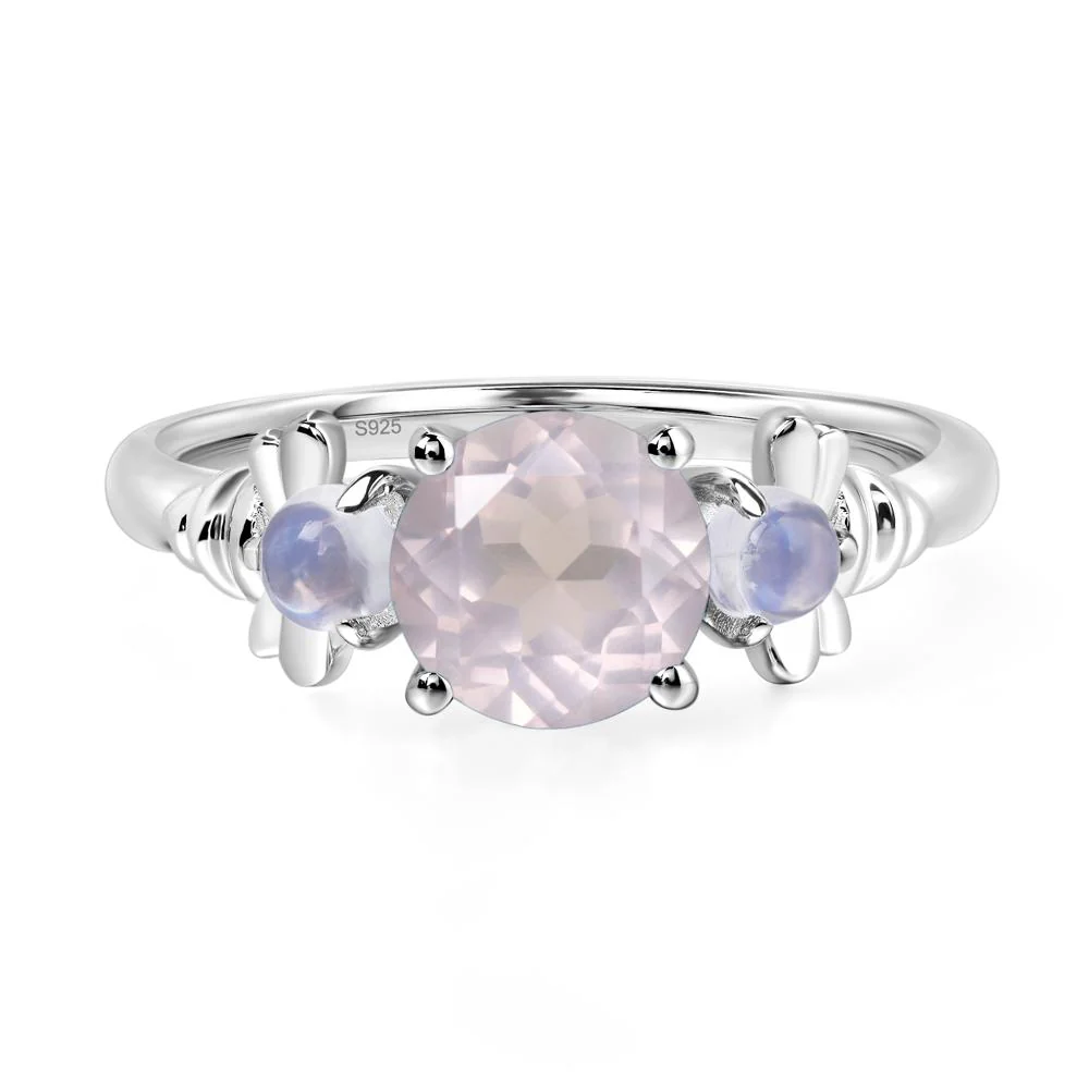 Rose Quartz and Moonstone Bee Ring - Image 2