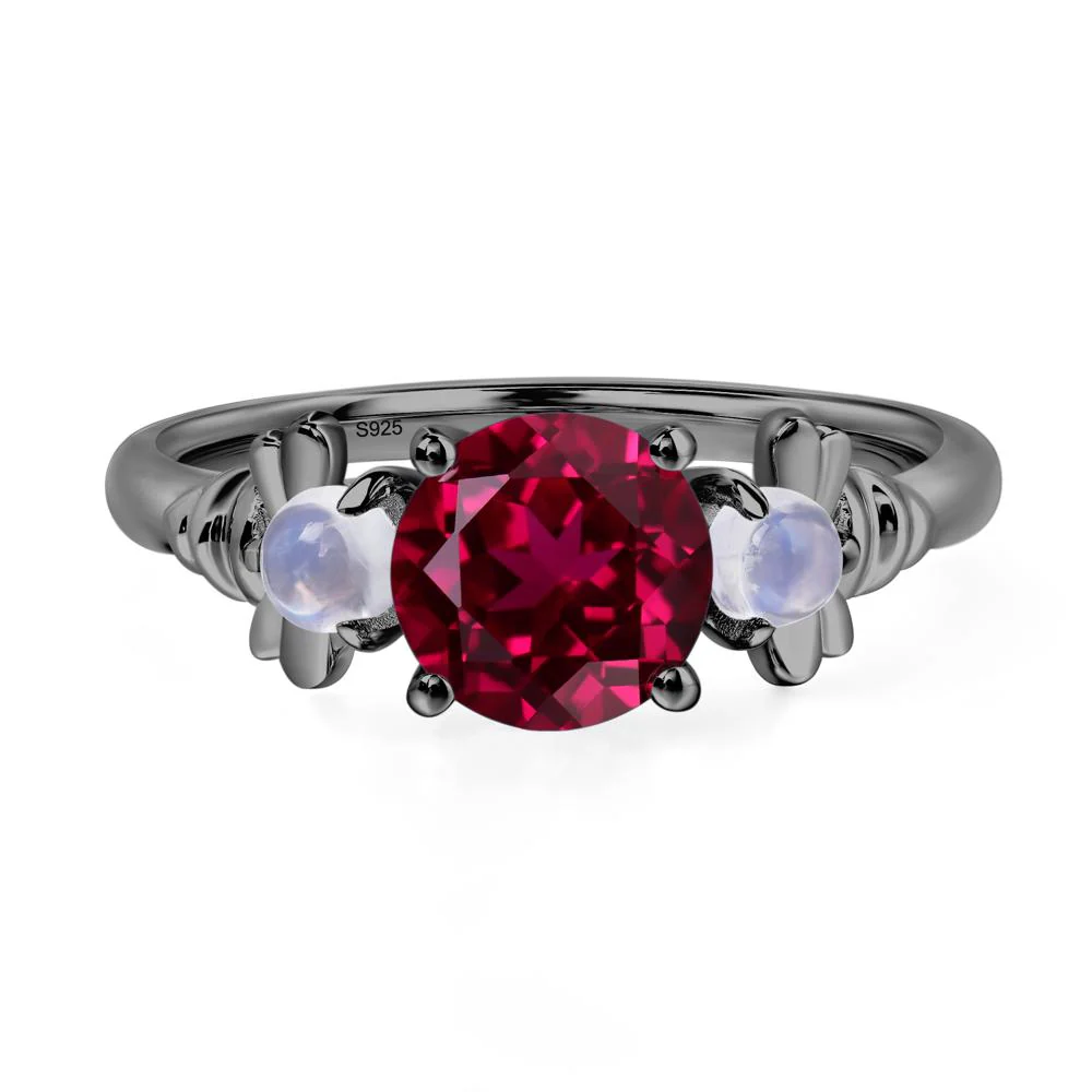 Ruby and Moonstone Honey Bee Ring