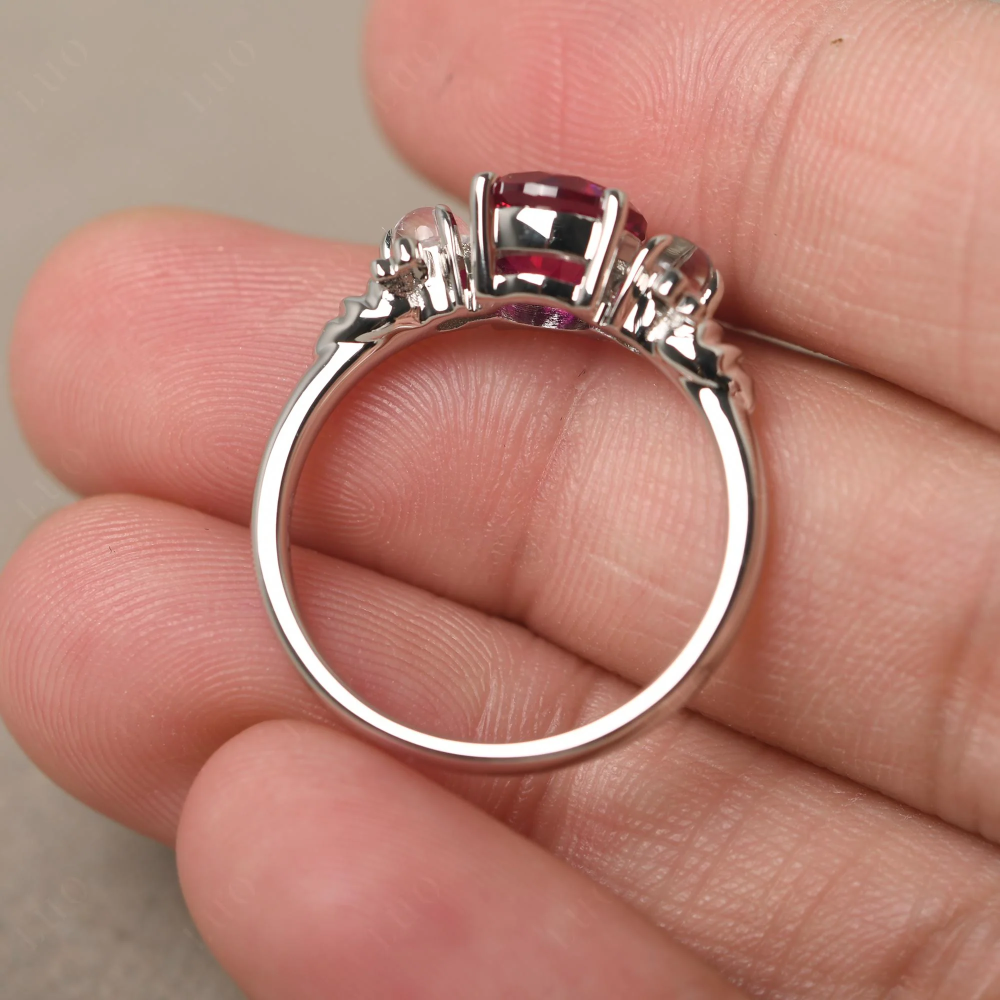Ruby and Moonstone Honey Bee Ring - Image 12