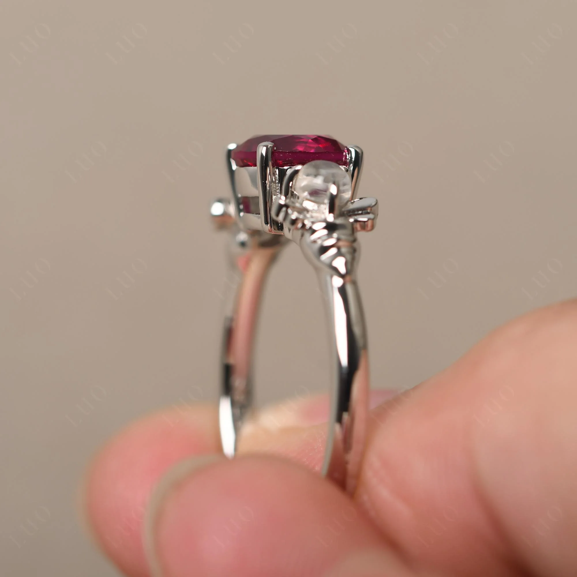 Ruby and Moonstone Honey Bee Ring - Image 13