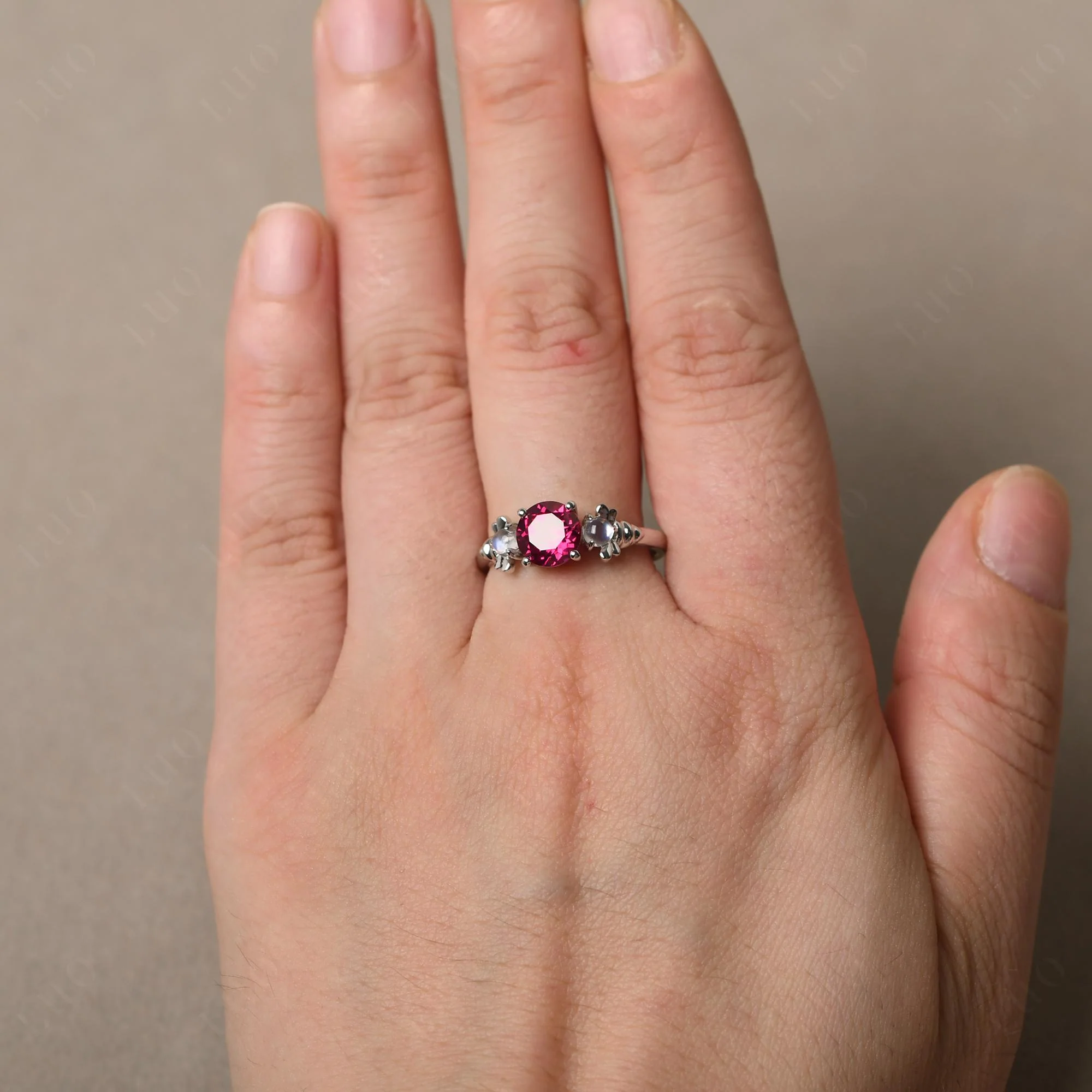 Ruby and Moonstone Honey Bee Ring - Image 14