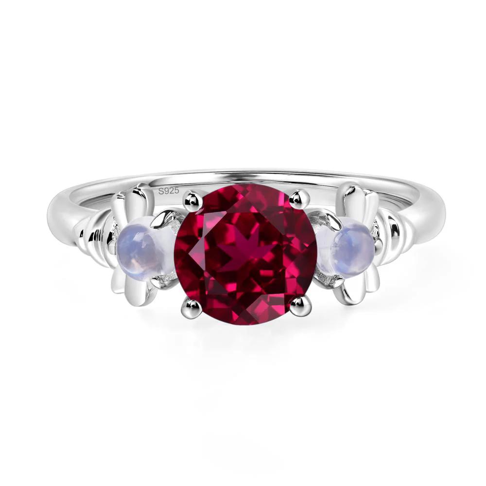 Ruby and Moonstone Honey Bee Ring - Image 2