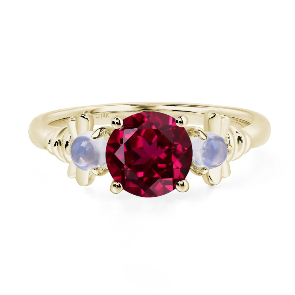 Ruby and Moonstone Honey Bee Ring - Image 4