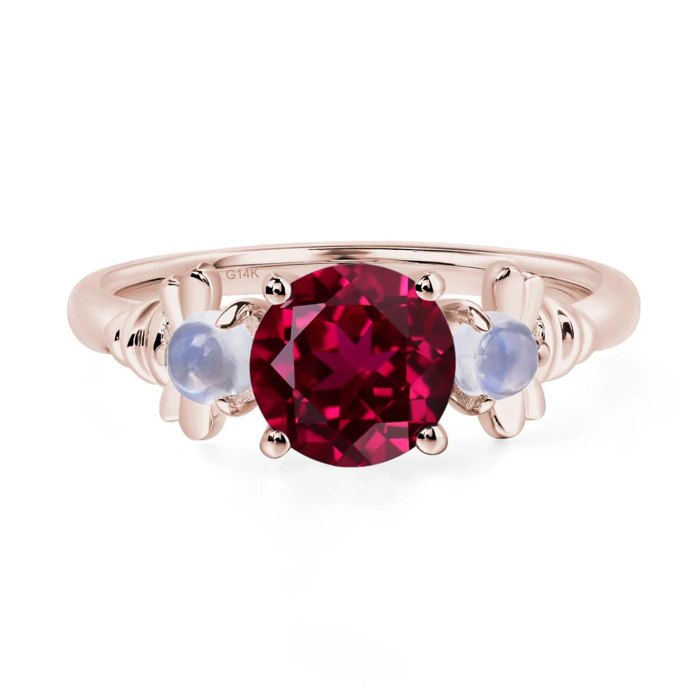 Ruby and Moonstone Honey Bee Ring - Image 5