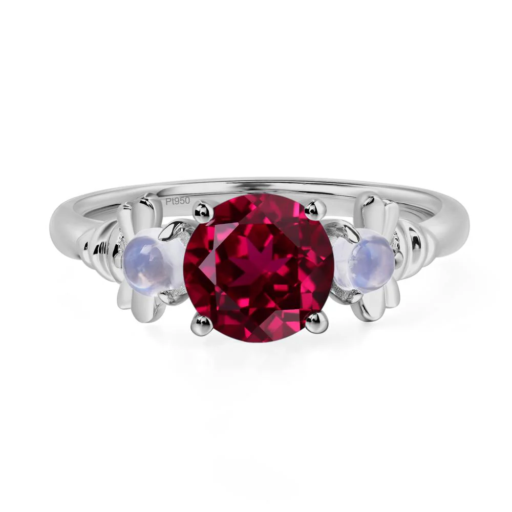 Ruby and Moonstone Honey Bee Ring - Image 6
