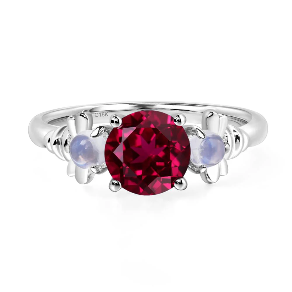 Ruby and Moonstone Honey Bee Ring - Image 7